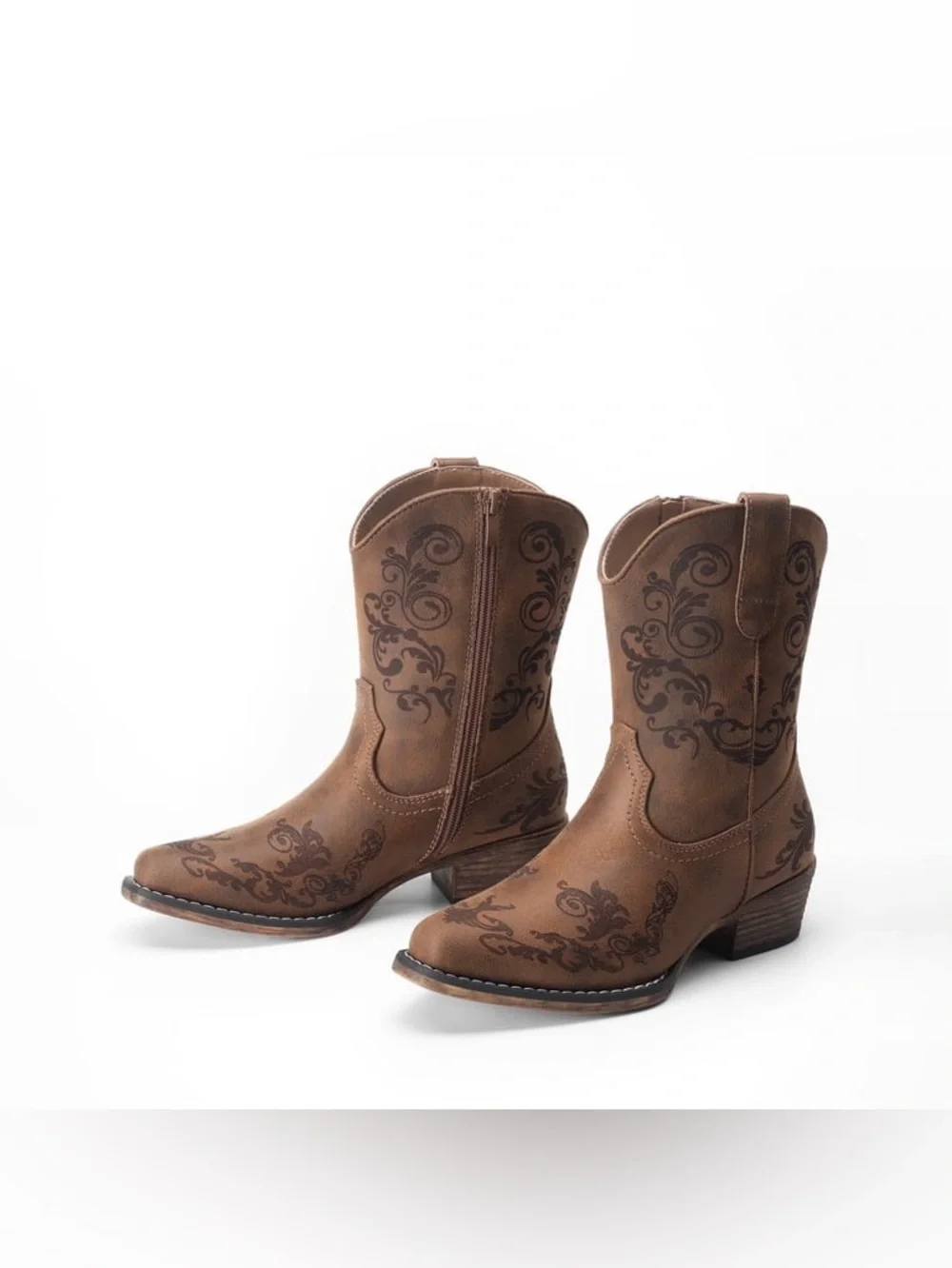 Dream Pairs Size 7 Brown Embroidered Western Short Boots - Picture 3 of 12